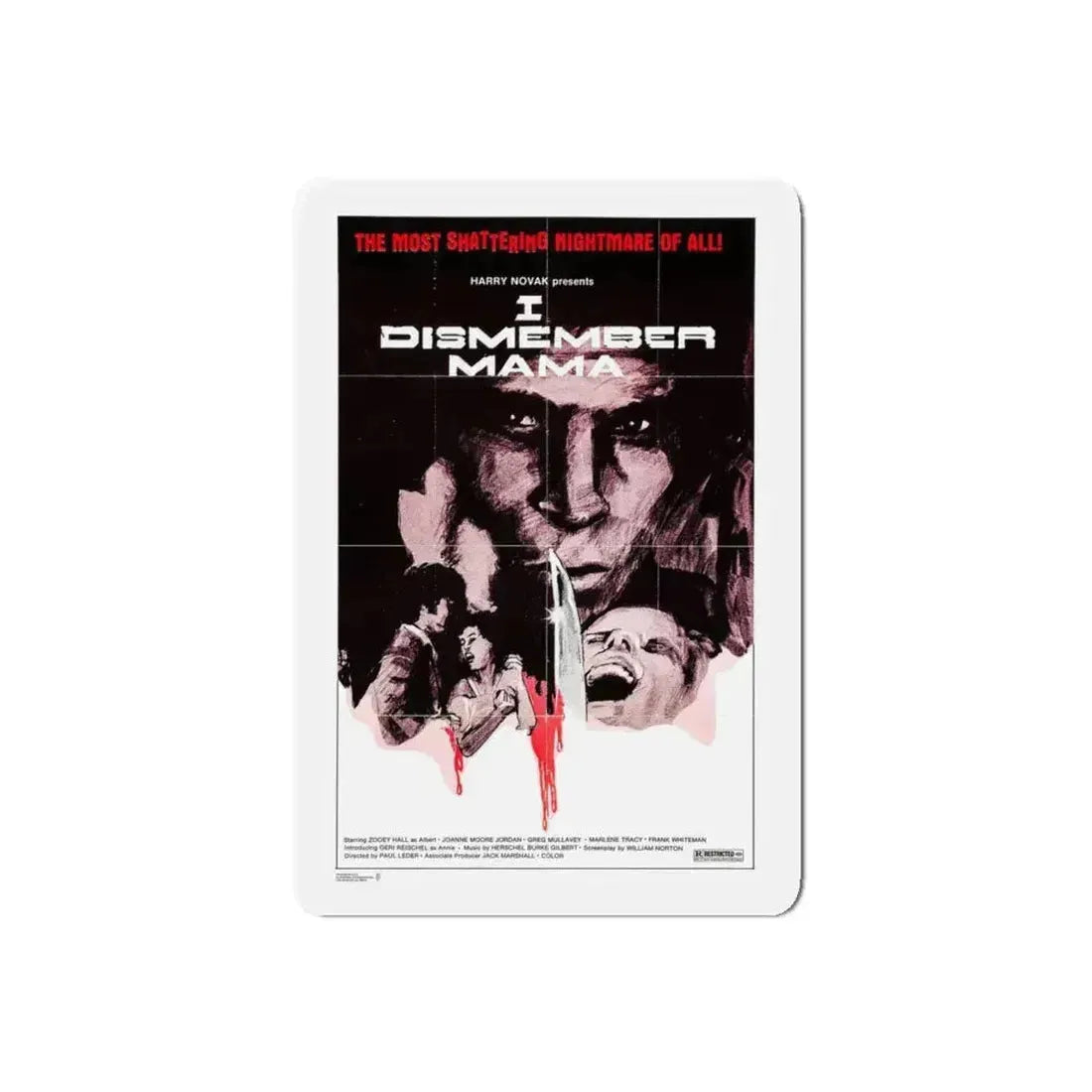 I DISMEMBER MAMA 1972 Movie Poster - Refrigerator Magnet 5 Inch Die-Cut - The Sticker Space