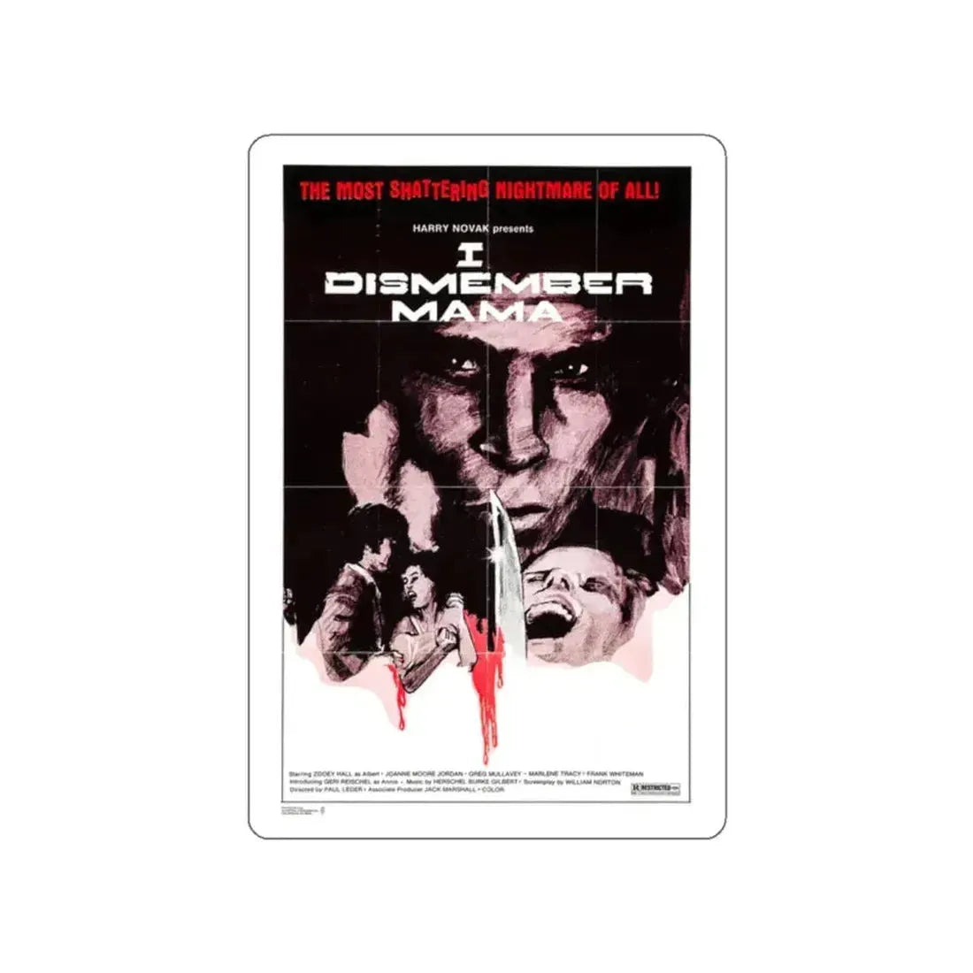 I DISMEMBER MAMA 1972 Movie Poster STICKER Vinyl Die-Cut Decal 2 Inch - The Sticker Space