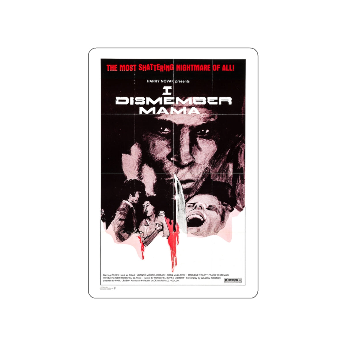 I DISMEMBER MAMA 1972 Movie Poster STICKER Vinyl Die-Cut Decal-3 Inch-The Sticker Space