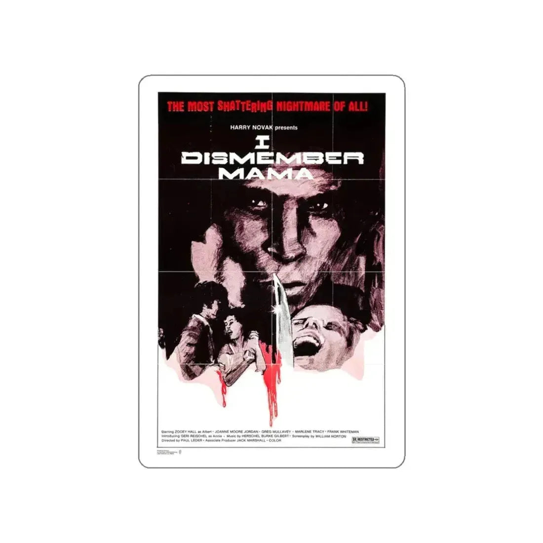 I DISMEMBER MAMA 1972 Movie Poster STICKER Vinyl Die-Cut Decal 3 Inch - The Sticker Space