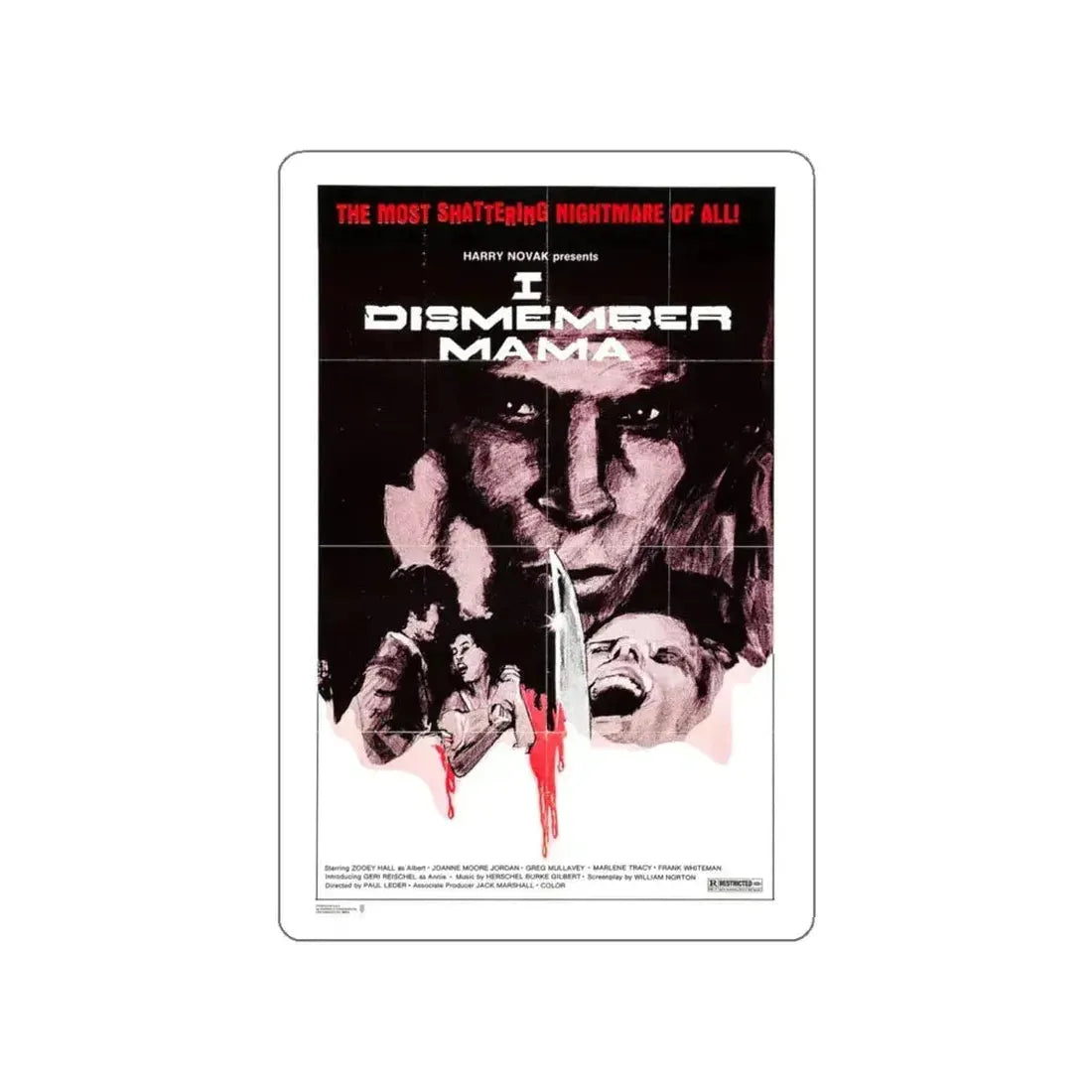 I DISMEMBER MAMA 1972 Movie Poster STICKER Vinyl Die-Cut Decal 4 Inch - The Sticker Space