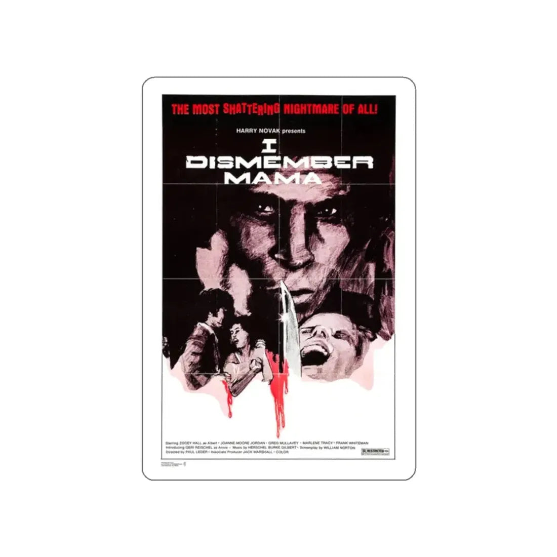 I DISMEMBER MAMA 1972 Movie Poster STICKER Vinyl Die-Cut Decal - The Sticker Space
