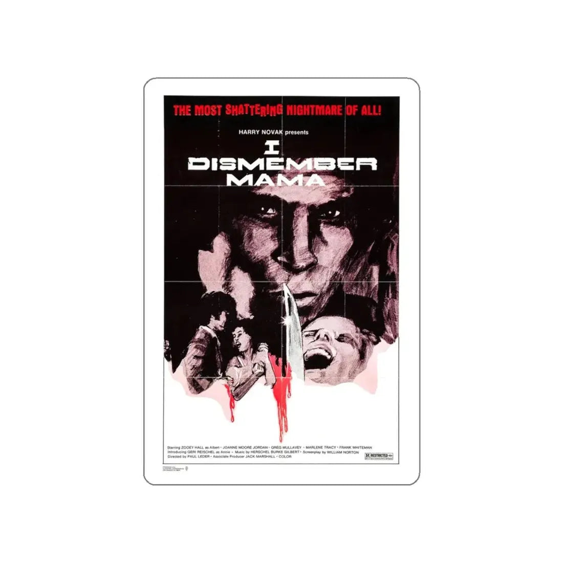 I DISMEMBER MAMA 1972 Movie Poster STICKER Vinyl Die-Cut Decal - The Sticker Space