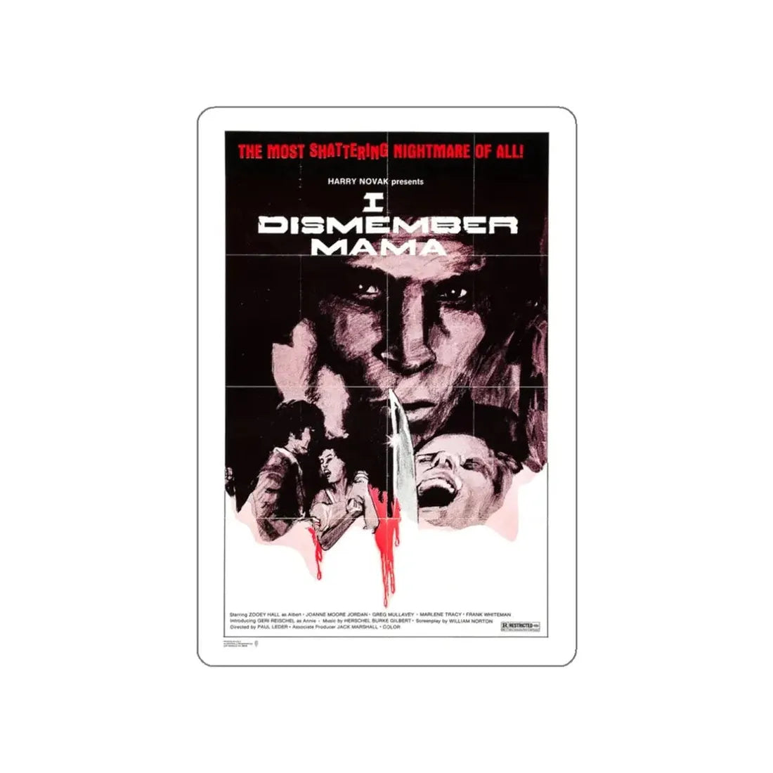 I DISMEMBER MAMA 1972 Movie Poster STICKER Vinyl Die-Cut Decal - The Sticker Space