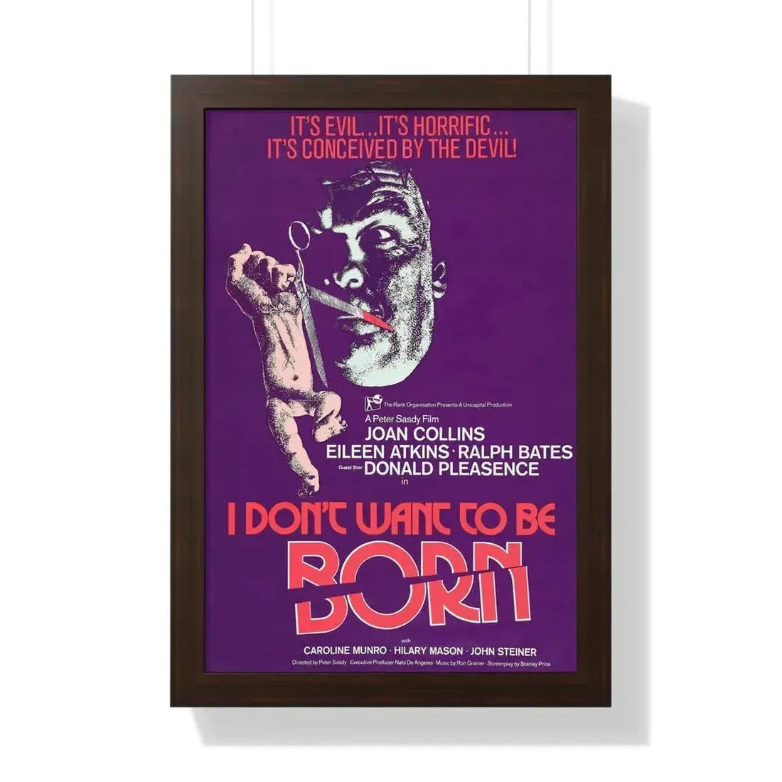 I DON'T WANT TO BE BORN (THE DEVIL WITHIN HER) 1975 - Framed Movie Poster 16″ x 24″ Walnut - The Sticker Space