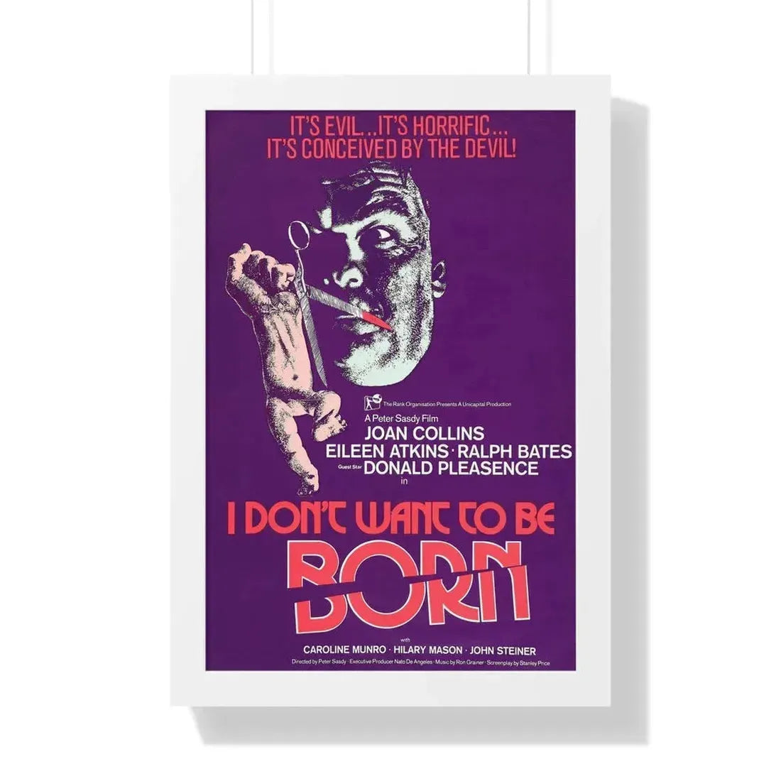 I DON'T WANT TO BE BORN (THE DEVIL WITHIN HER) 1975 - Framed Movie Poster 16″ x 24″ White - The Sticker Space