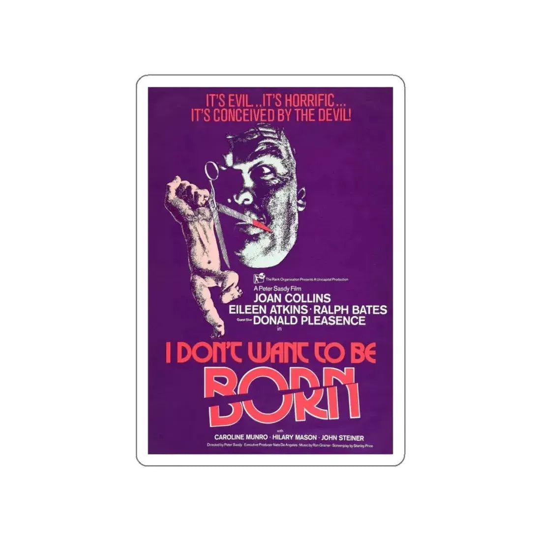 I DON'T WANT TO BE BORN (THE DEVIL WITHIN HER) 1975 Movie Poster STICKER Vinyl Die-Cut Decal 5 Inch - The Sticker Space
