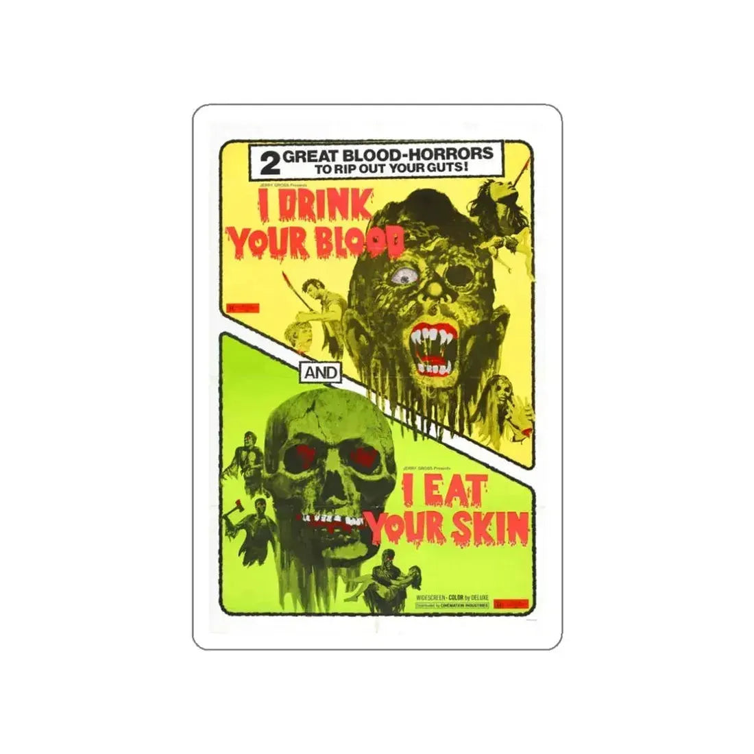 I DRINK YOUR BLOOD & I EAT YOUR SKIN 1971 Movie Poster STICKER Vinyl Die-Cut Decal 3 Inch - The Sticker Space