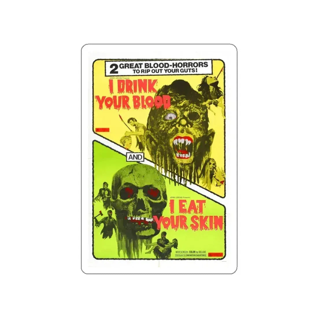 I DRINK YOUR BLOOD & I EAT YOUR SKIN 1971 Movie Poster STICKER Vinyl Die-Cut Decal 4 Inch - The Sticker Space