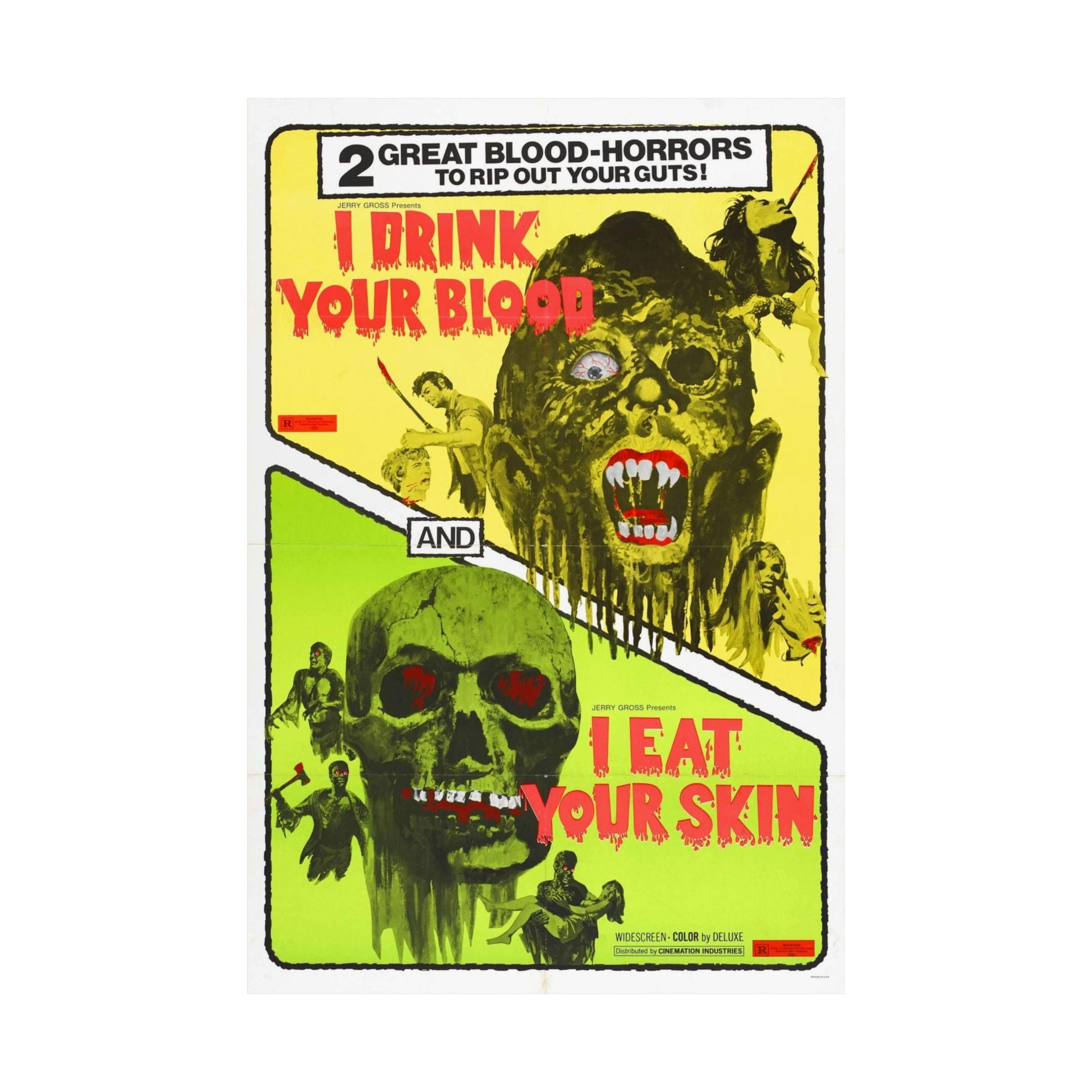 I DRINK YOUR BLOOD & I EAT YOUR SKIN 1971 - Paper Movie Poster-The Sticker Space