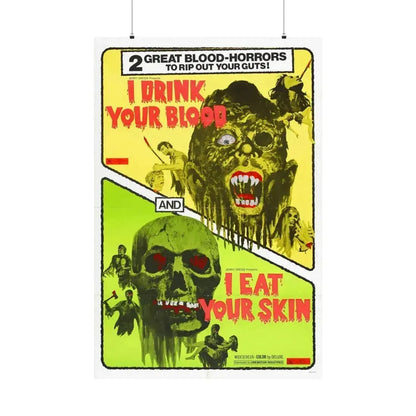 I DRINK YOUR BLOOD & I EAT YOUR SKIN 1971 - Paper Movie Poster 36" x 54" Matte - The Sticker Space