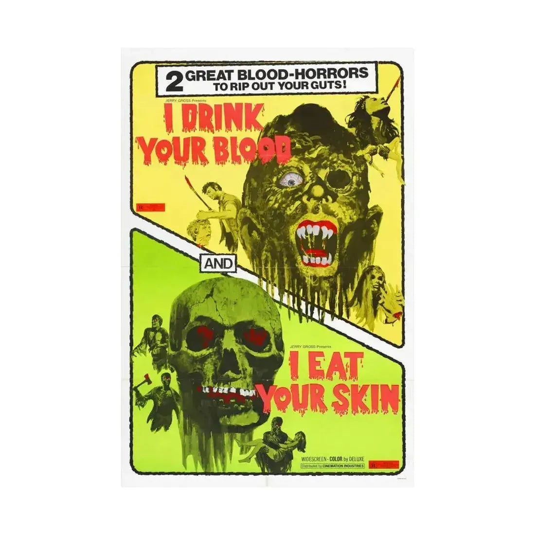 I DRINK YOUR BLOOD & I EAT YOUR SKIN 1971 - Paper Movie Poster - The Sticker Space
