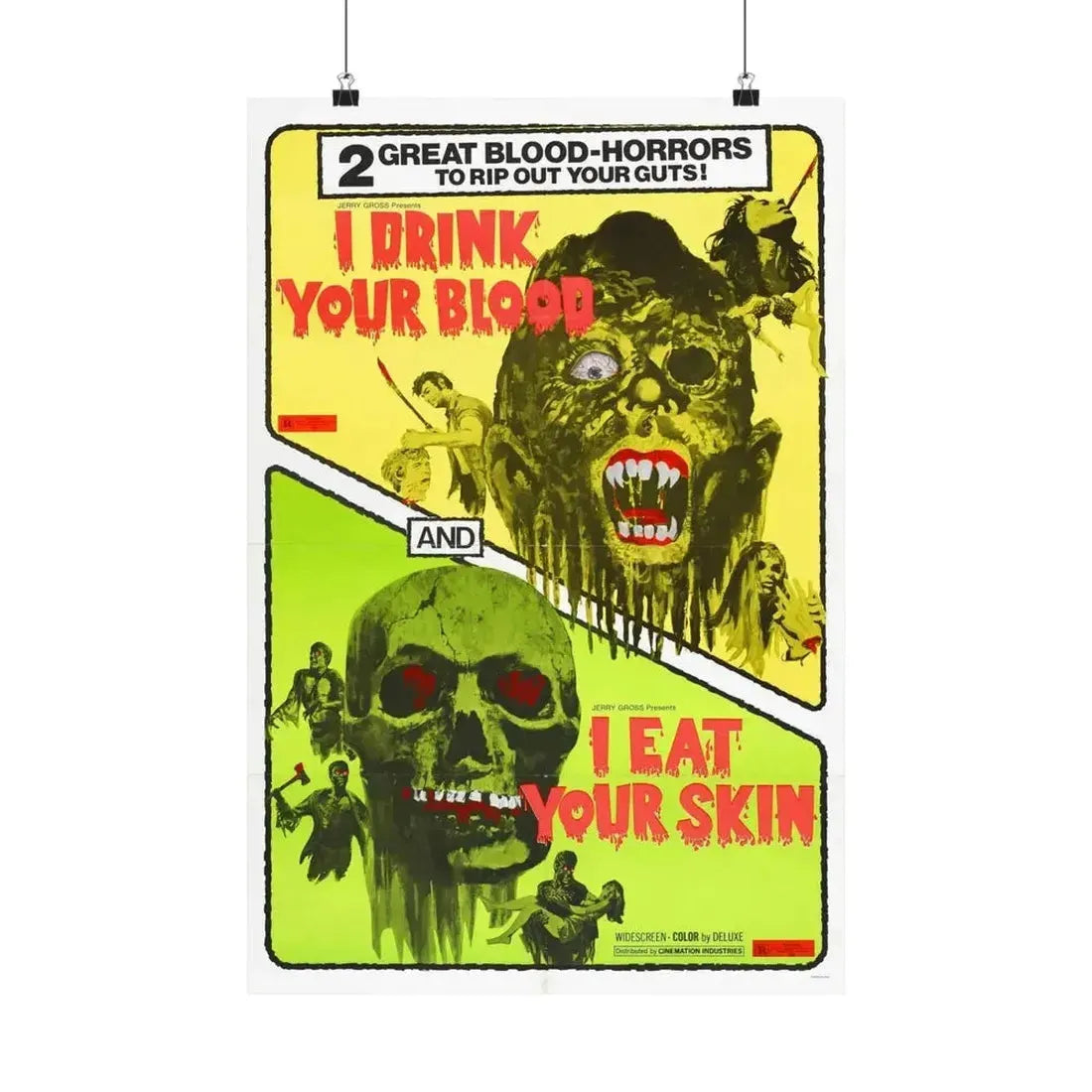 I DRINK YOUR BLOOD & I EAT YOUR SKIN 1971 - Paper Movie Poster - The Sticker Space