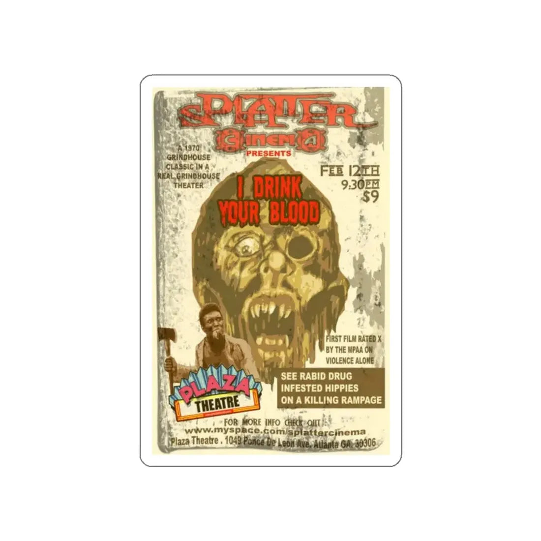 I DRINK YOUR BLOOD (RE-RELEASE) 1971 Movie Poster STICKER Vinyl Die-Cut Decal - The Sticker Space