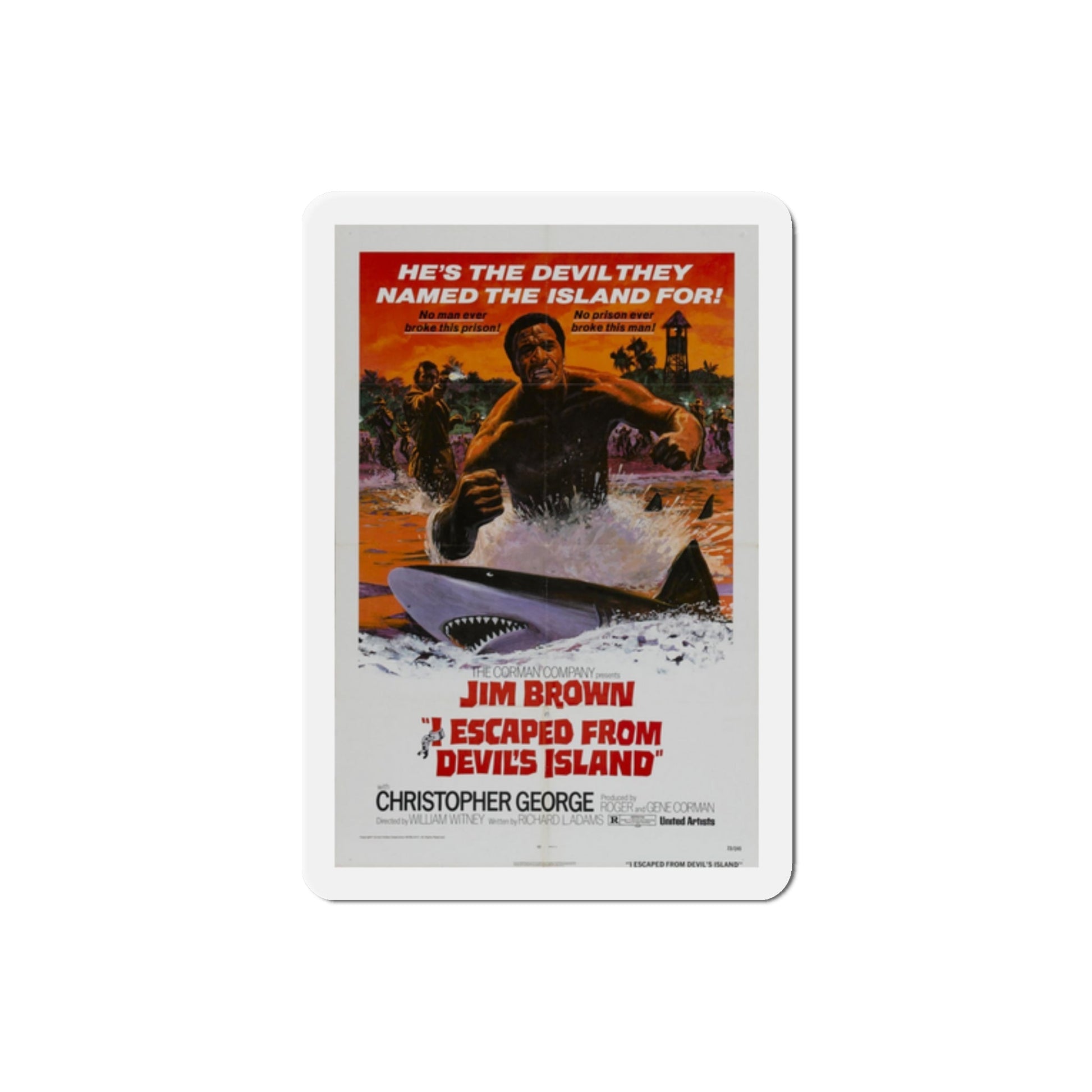 I Escaped from Devil's Island 1973 Movie Poster Die-Cut Magnet-2 Inch-The Sticker Space