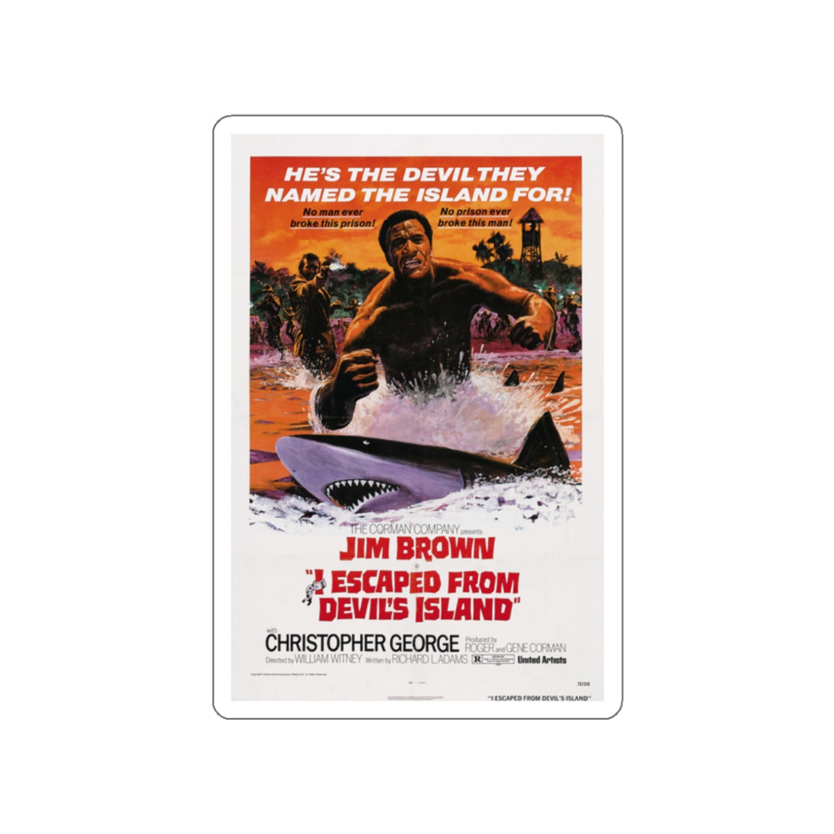 I ESCAPED FROM DEVILS ISLAND 1973 Movie Poster STICKER Vinyl Die-Cut Decal-2 Inch-The Sticker Space