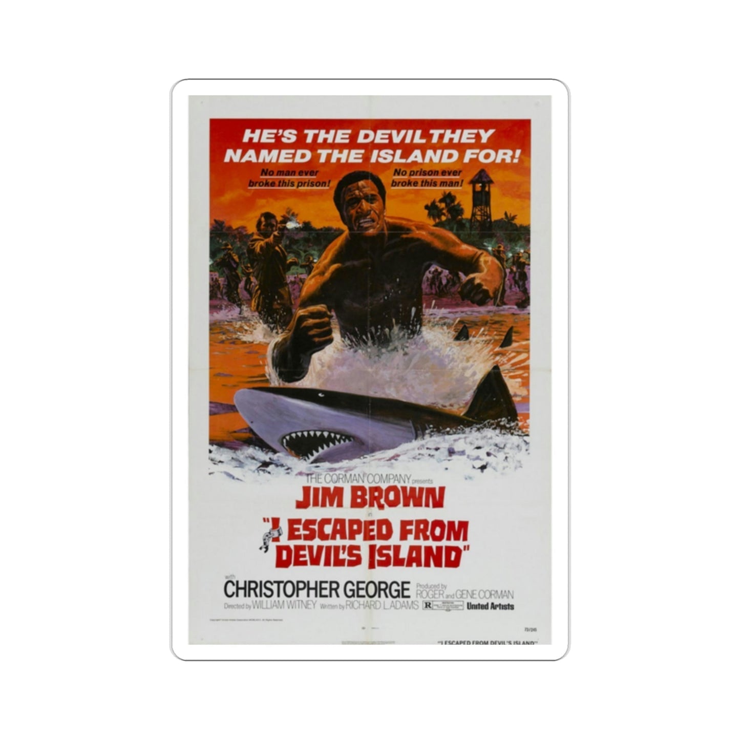 I Escaped from Devil's Island 1973 Movie Poster STICKER Vinyl Die-Cut Decal-2 Inch-The Sticker Space