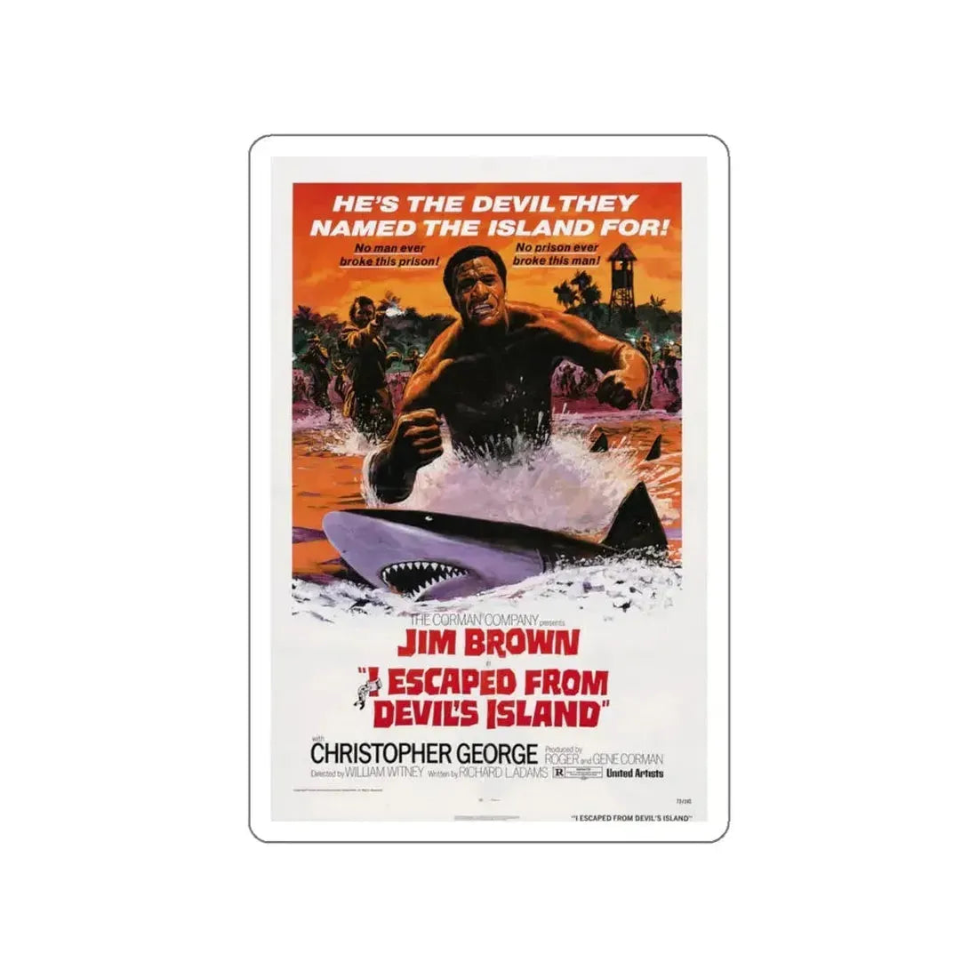 I ESCAPED FROM DEVILS ISLAND 1973 Movie Poster STICKER Vinyl Die-Cut Decal 4 Inch - The Sticker Space