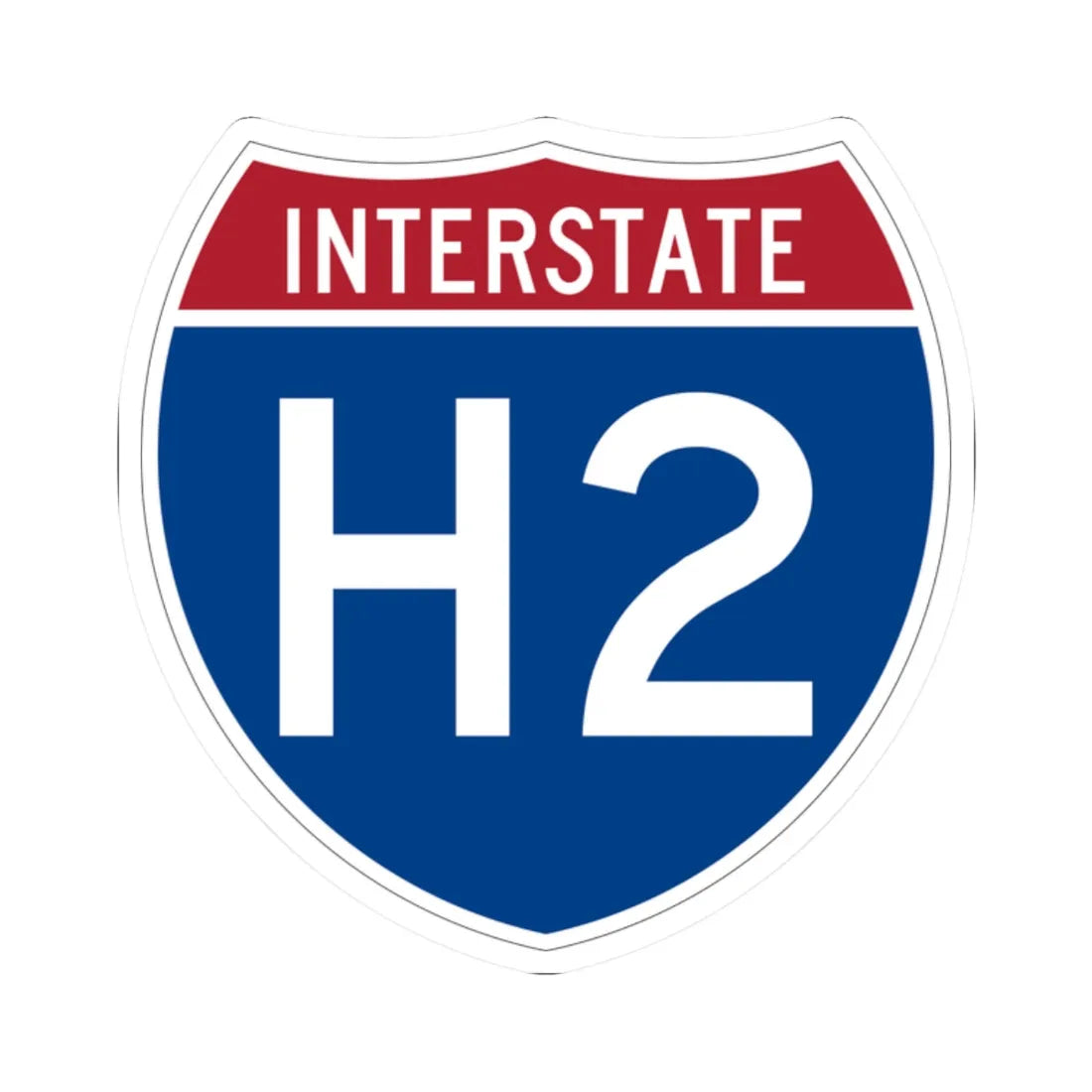 I-H2 (Hawaii) (Road Sign) STICKER Vinyl Kiss-Cut Decal 2 Inch White - The Sticker Space