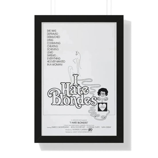 I HATE BLONDES 1980 - Framed Movie Poster 16″ x 24″ Black - The Sticker Space
