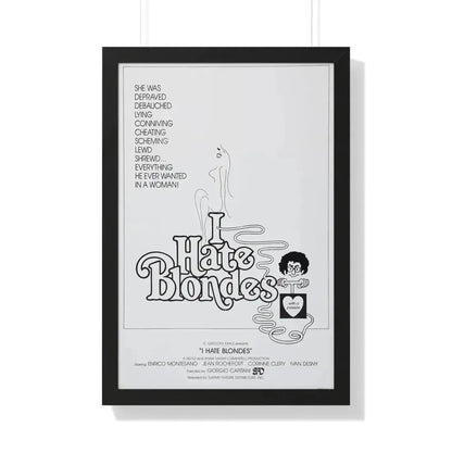 I HATE BLONDES 1980 - Framed Movie Poster 20" x 30" Black - The Sticker Space