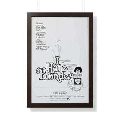 I HATE BLONDES 1980 - Framed Movie Poster 20" x 30" Walnut - The Sticker Space