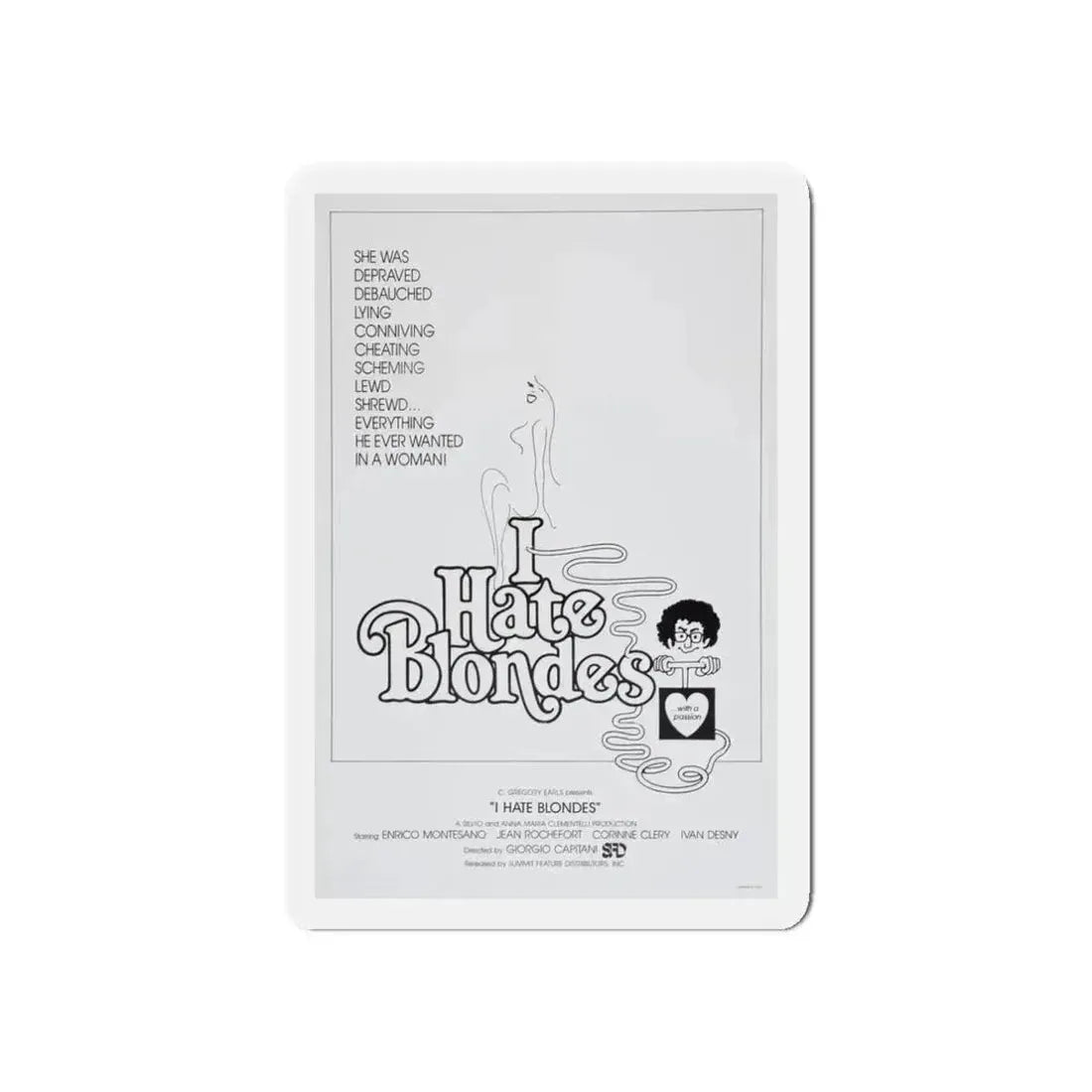 I HATE BLONDES 1980 Movie Poster - Refrigerator Magnet 3 Inch Die-Cut - The Sticker Space