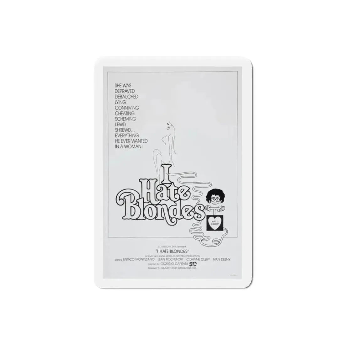 I HATE BLONDES 1980 Movie Poster - Refrigerator Magnet 6 Inch Die-Cut - The Sticker Space