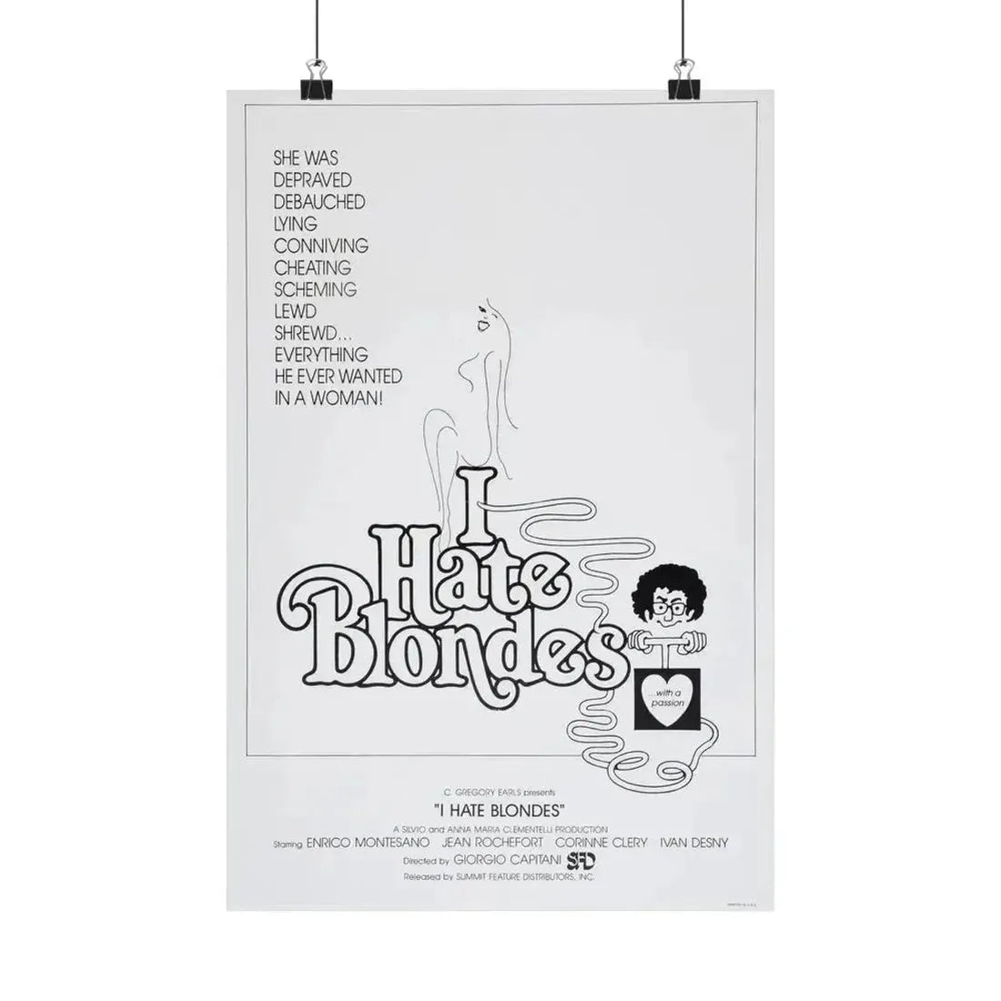 I HATE BLONDES 1980 - Paper Movie Poster 12″ x 18″ Matte - The Sticker Space