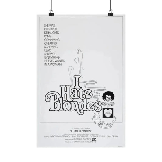 I HATE BLONDES 1980 - Paper Movie Poster 12″ x 18″ Matte - The Sticker Space