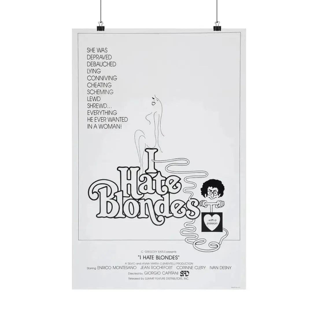 I HATE BLONDES 1980 - Paper Movie Poster 16″ x 24″ Matte - The Sticker Space
