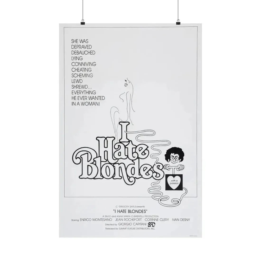 I HATE BLONDES 1980 - Paper Movie Poster 24″ x 36″ Matte - The Sticker Space