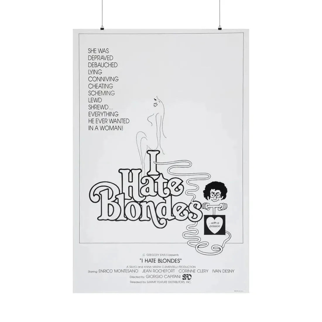 I HATE BLONDES 1980 - Paper Movie Poster 36" x 54" Matte - The Sticker Space