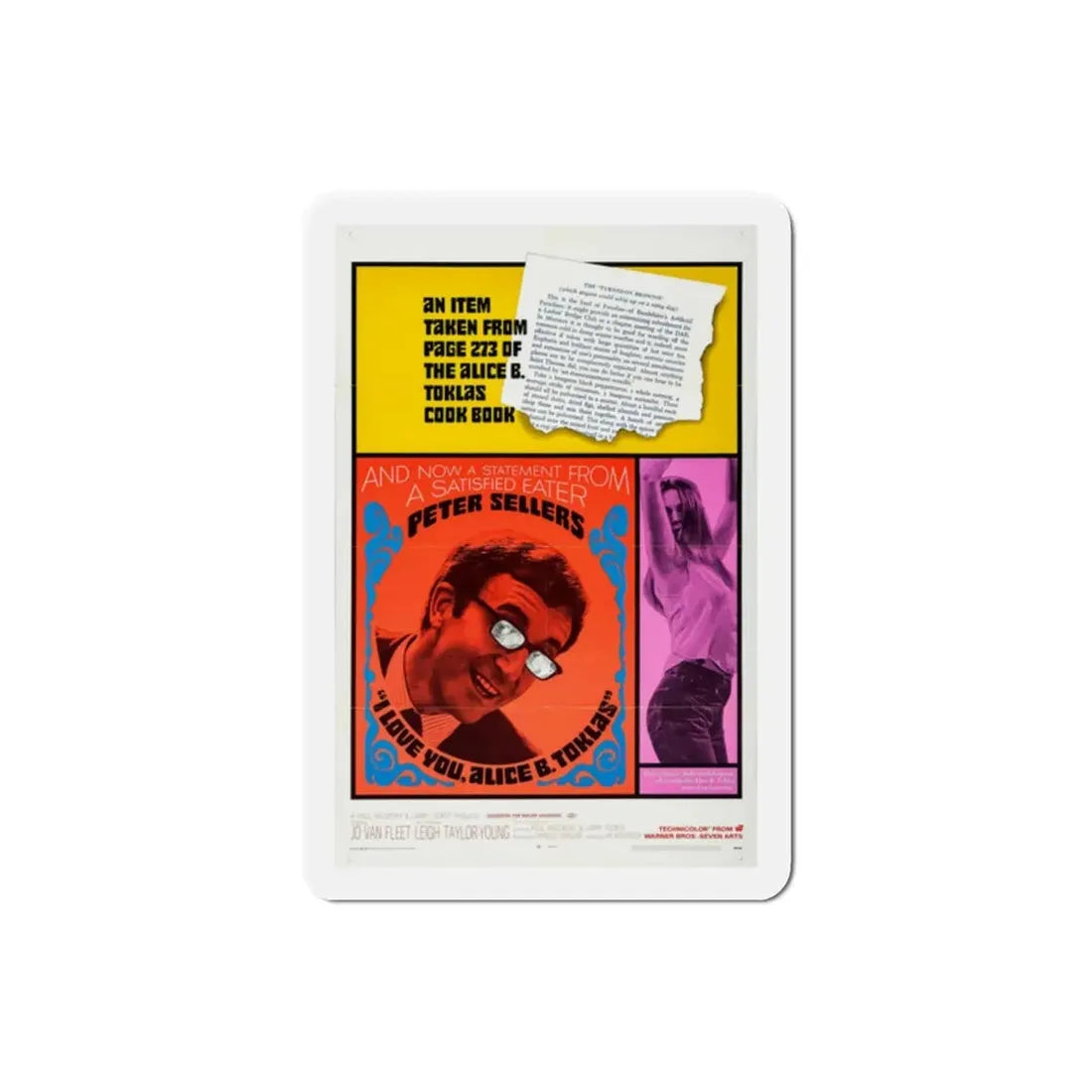 I Love You Alice B Toklas 1968 Movie Poster Refrigerator Magnet - The Sticker Space