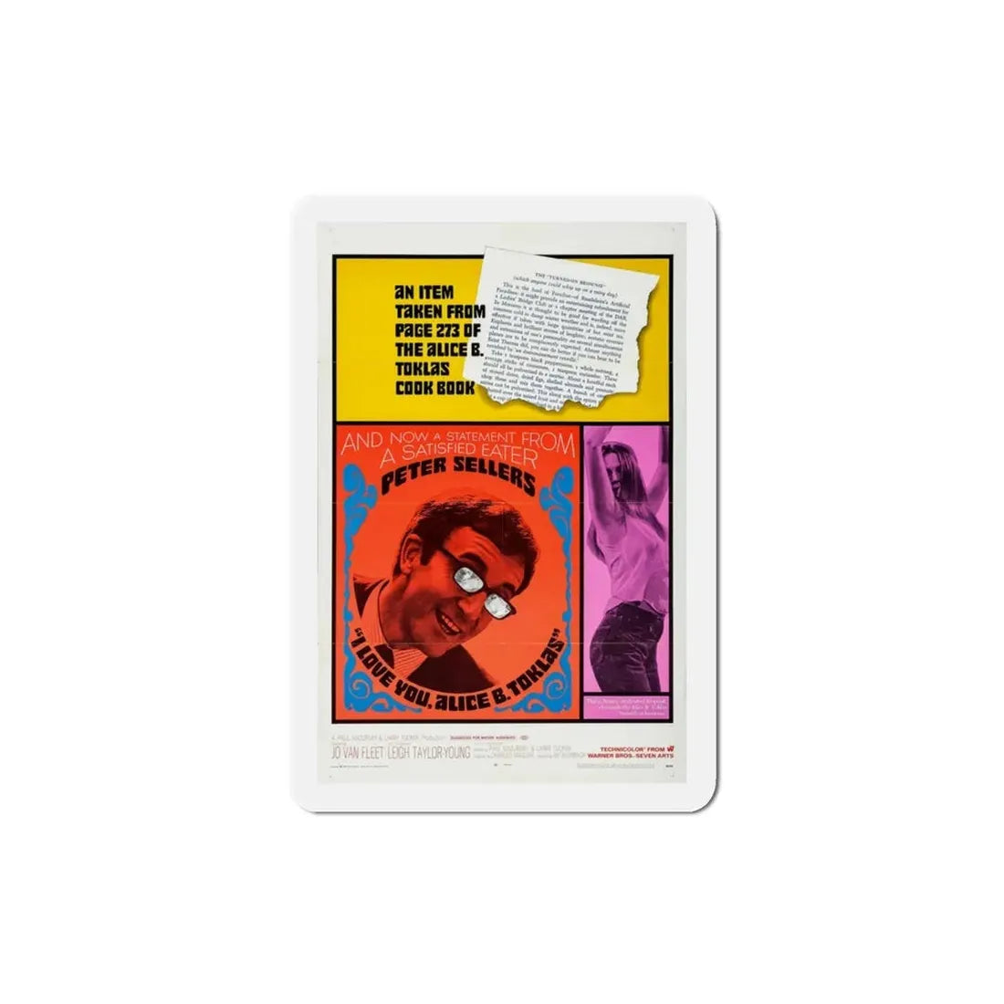 I Love You Alice B Toklas 1968 Movie Poster Refrigerator Magnet - The Sticker Space