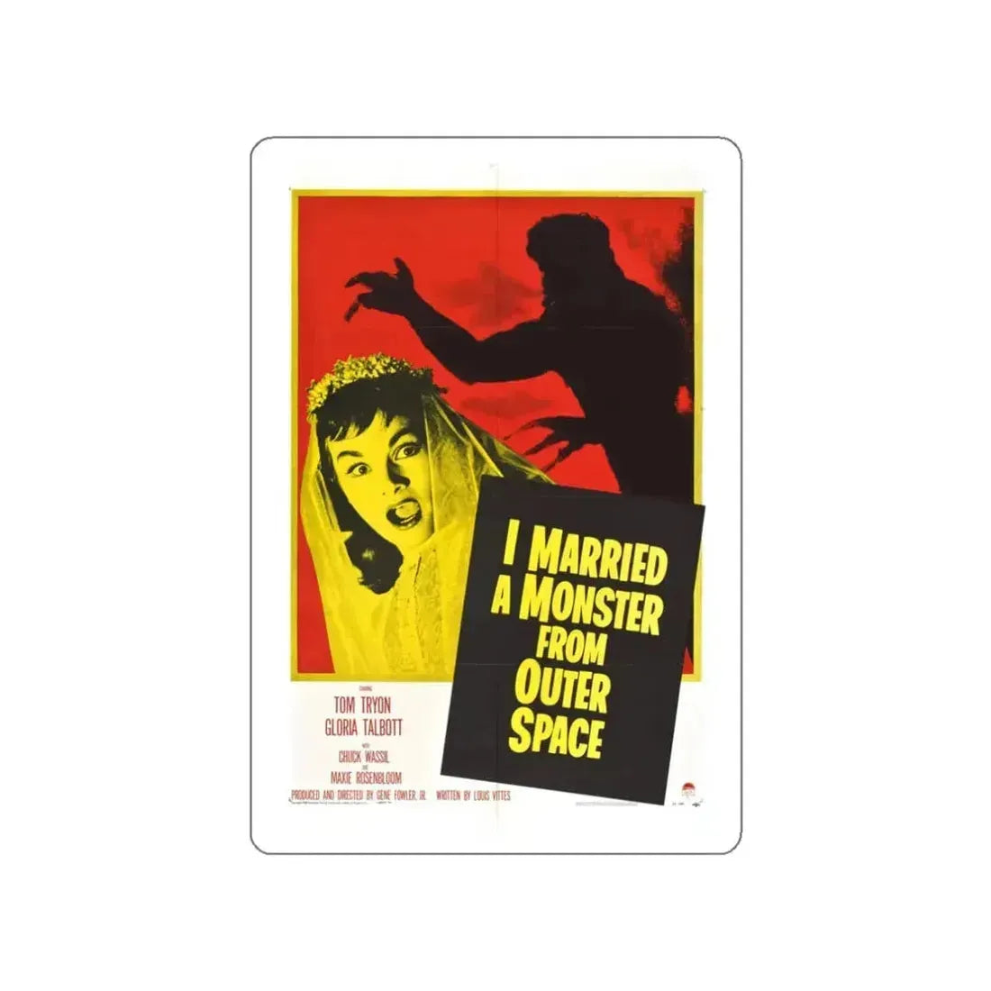 I MARRIED A MONSTER FROM OUTER SPACE 1958 Movie Poster STICKER Vinyl Die-Cut Decal 3 Inch - The Sticker Space