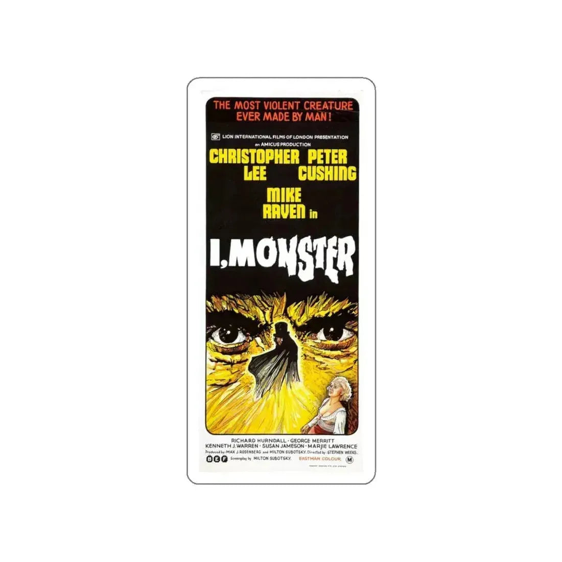 I, MONSTER 1971 Movie Poster STICKER Vinyl Die-Cut Decal 5 Inch - The Sticker Space