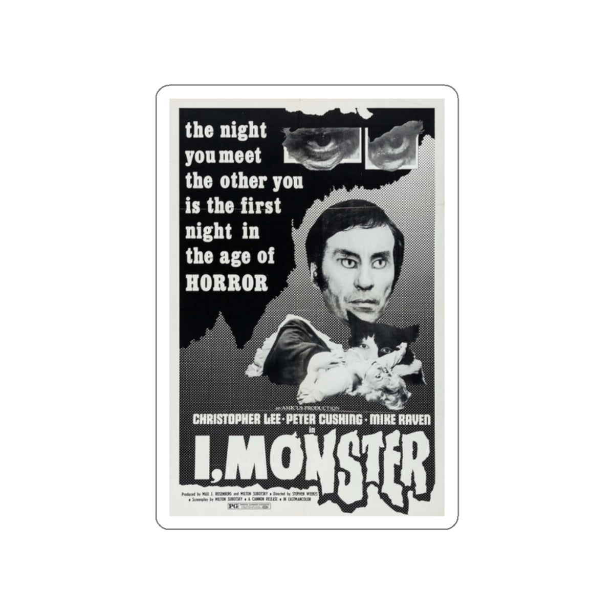 I, MONSTER (2) 1971 Movie Poster STICKER Vinyl Die-Cut Decal-2 Inch-The Sticker Space