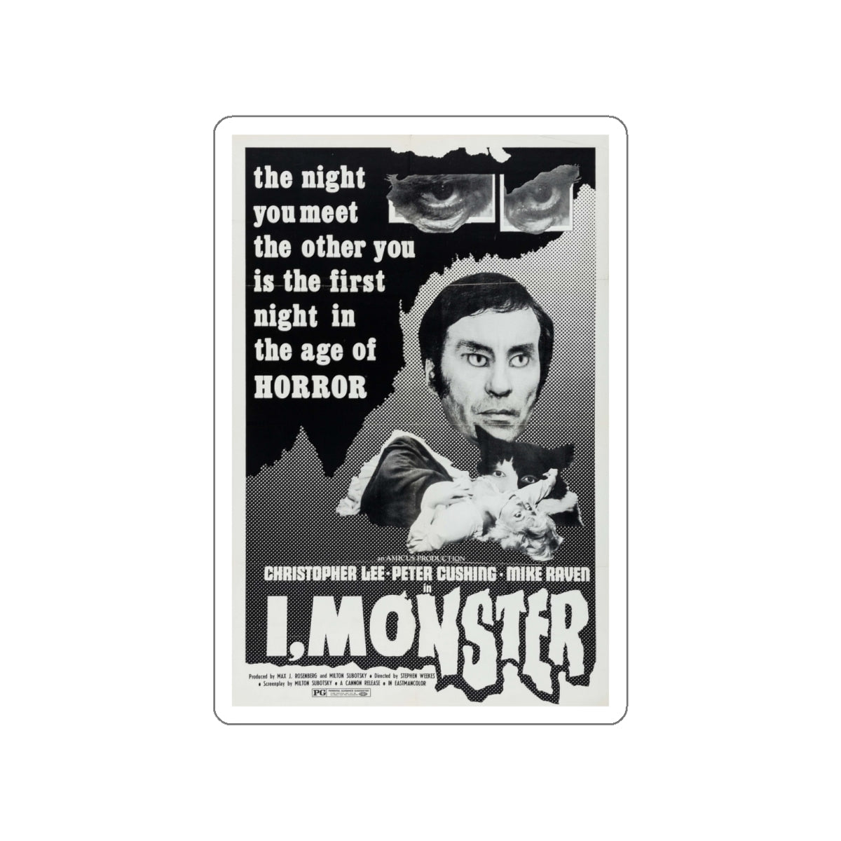 I, MONSTER (2) 1971 Movie Poster STICKER Vinyl Die-Cut Decal-4 Inch-The Sticker Space