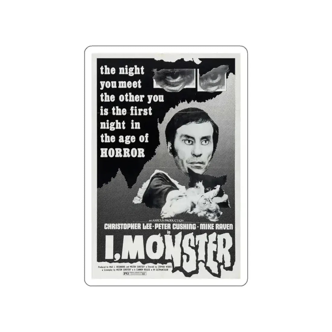 I, MONSTER (2) 1971 Movie Poster STICKER Vinyl Die-Cut Decal 6 Inch - The Sticker Space