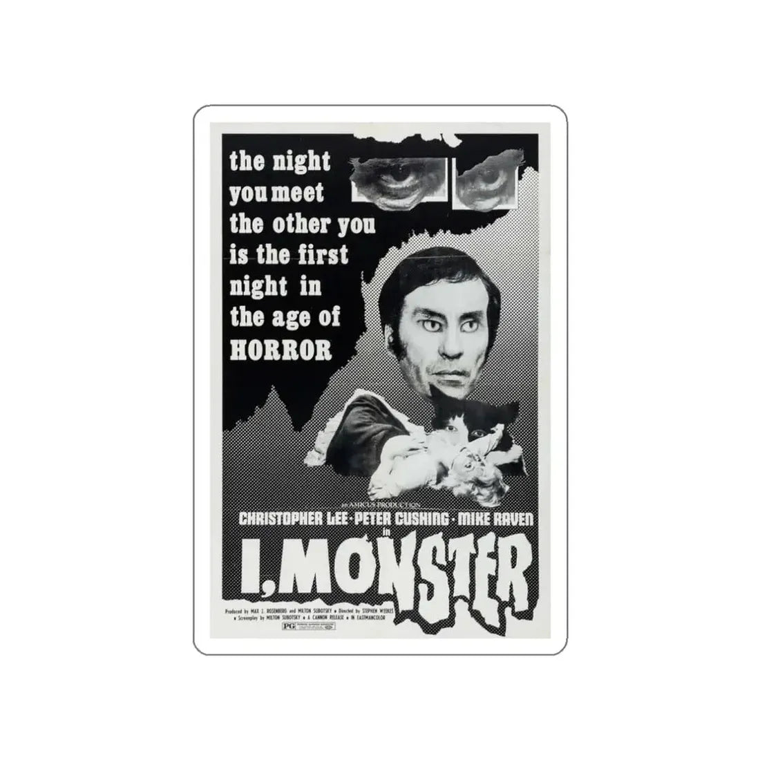 I, MONSTER (2) 1971 Movie Poster STICKER Vinyl Die-Cut Decal - The Sticker Space