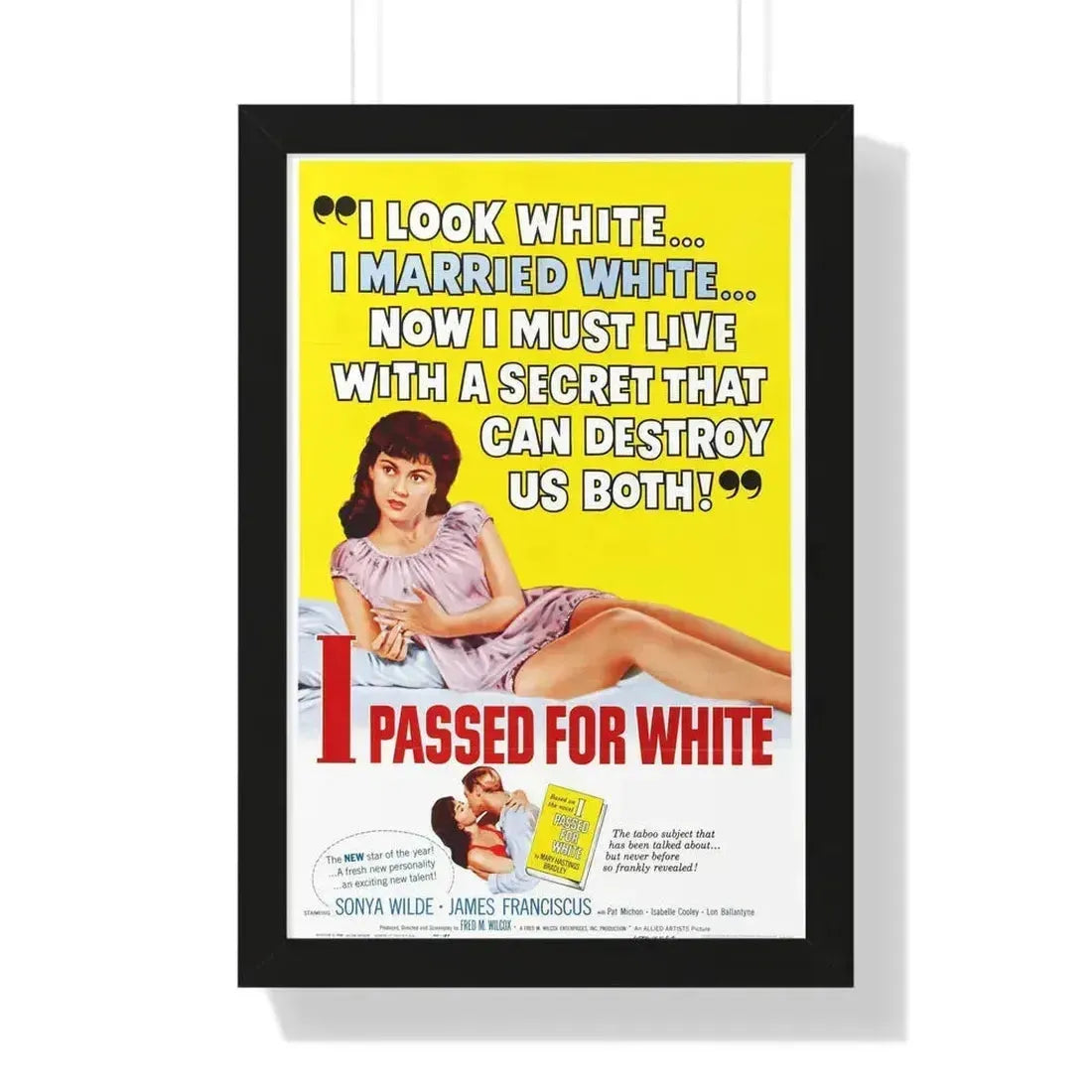 I PASSED FOR WHITE 1960 - Framed Movie Poster 16″ x 24″ Black - The Sticker Space