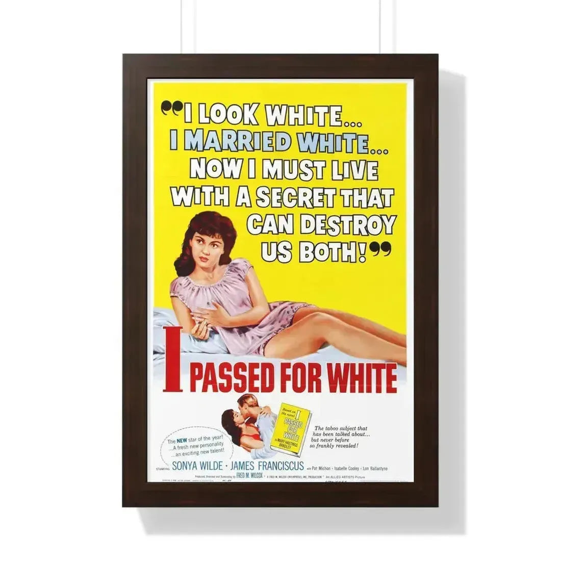 I PASSED FOR WHITE 1960 - Framed Movie Poster 16″ x 24″ Walnut - The Sticker Space