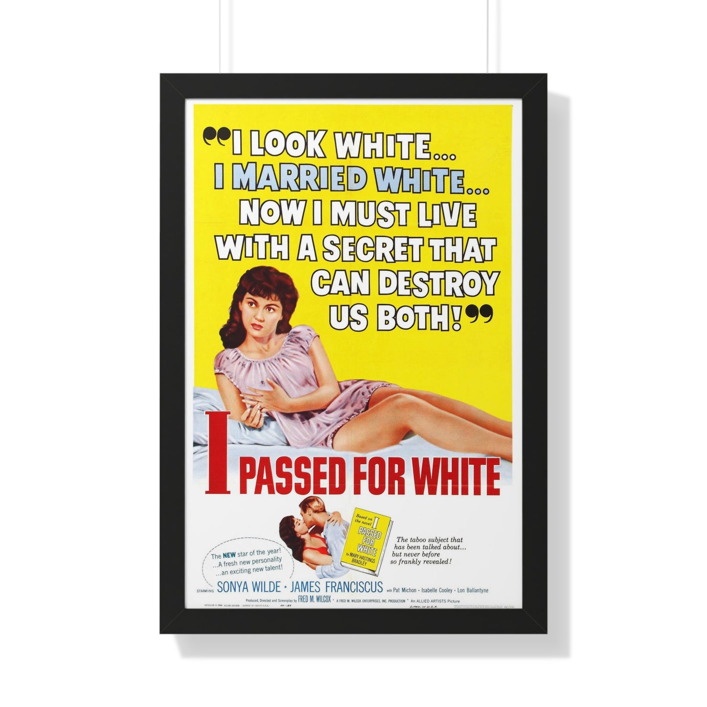 I PASSED FOR WHITE 1960 - Framed Movie Poster-20" x 30"-The Sticker Space