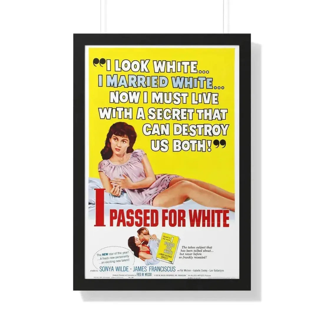 I PASSED FOR WHITE 1960 - Framed Movie Poster 20" x 30" Black - The Sticker Space