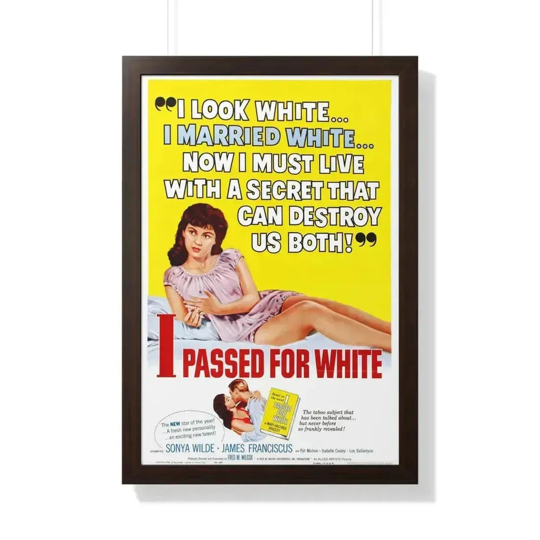 I PASSED FOR WHITE 1960 - Framed Movie Poster 20" x 30" Walnut - The Sticker Space