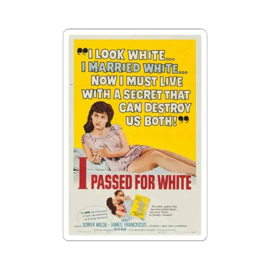 I Passed for White 1960 Movie Poster - STICKER Vinyl Kiss-Cut Decal 2 Inch White - The Sticker Space