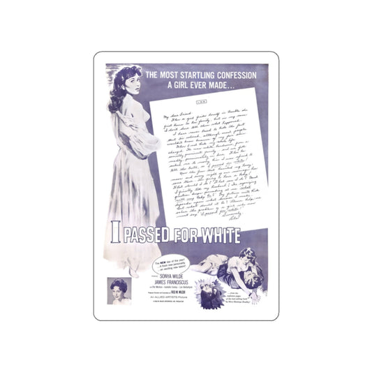 I PASSED FOR WHITE (2) 1960 Movie Poster STICKER Vinyl Die-Cut Decal-2 Inch-The Sticker Space