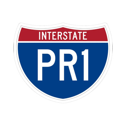 I-PR1 (Puerto Rico) (Road Sign) STICKER Vinyl Kiss-Cut Decal 3 Inch White - The Sticker Space