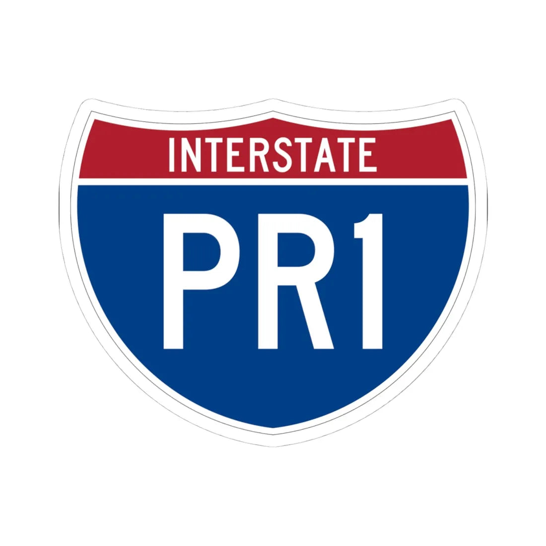 I-PR1 (Puerto Rico) (Road Sign) STICKER Vinyl Kiss-Cut Decal 4 Inch White - The Sticker Space